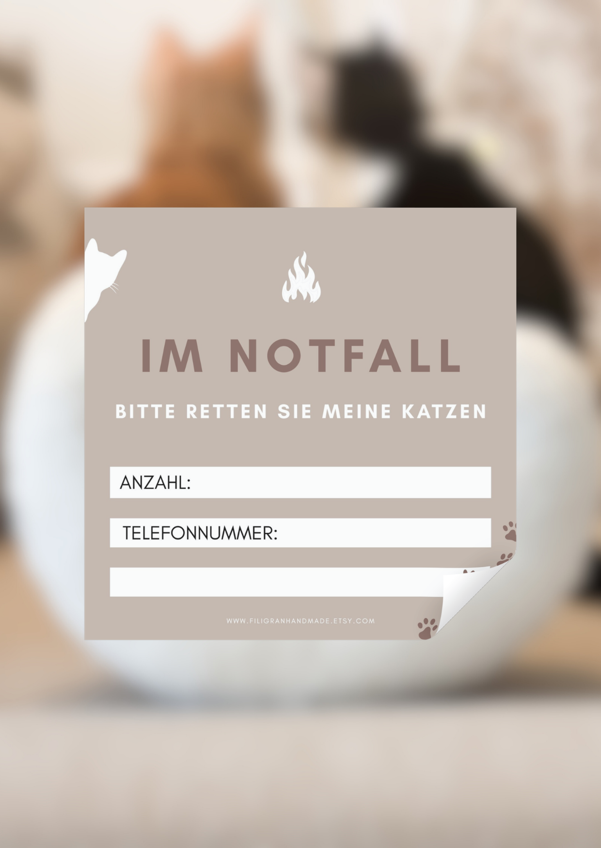 Notfall Sticker | Katze im Haus