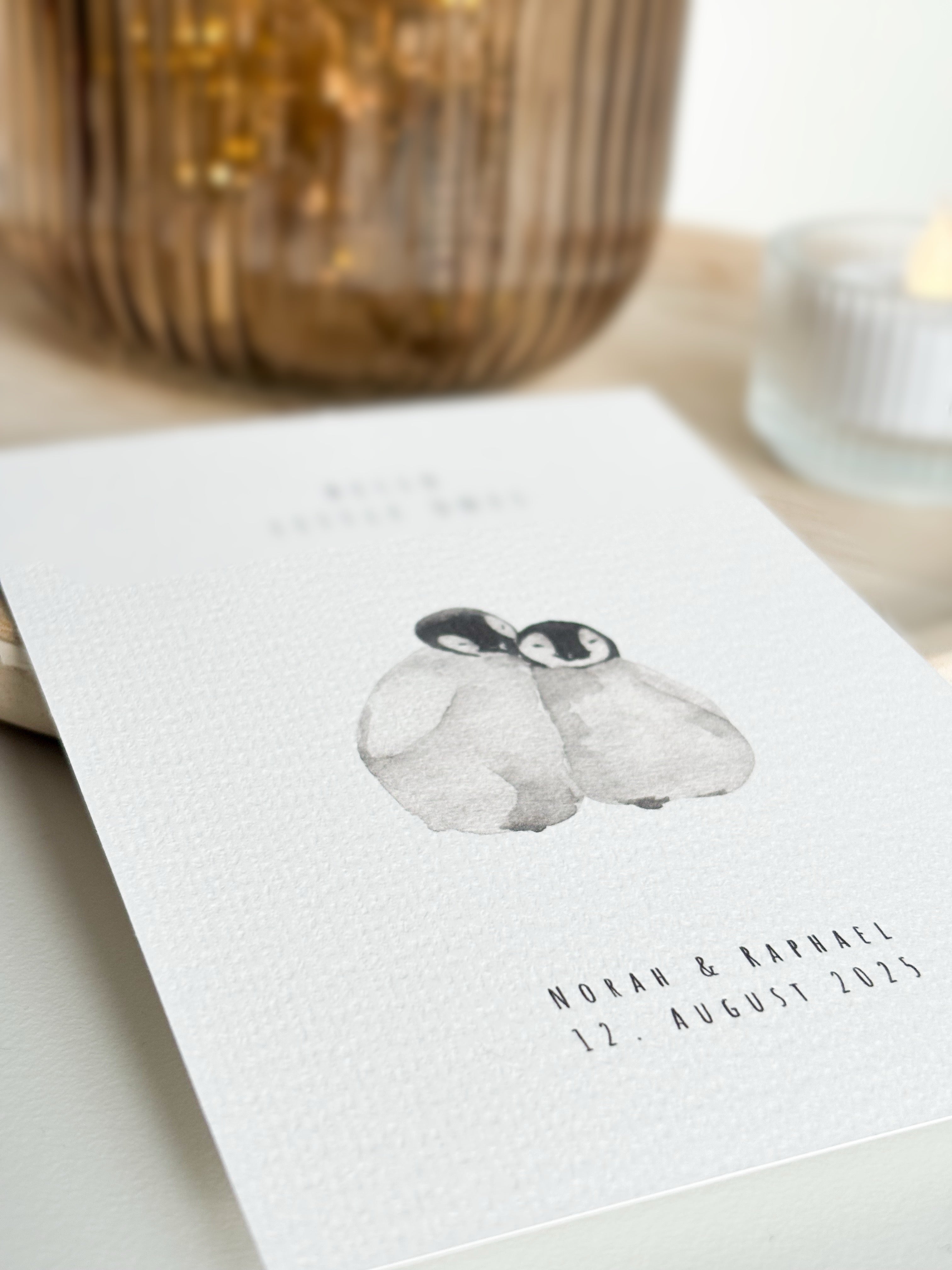 Karte zur Zwillingsgeburt | Pinguine